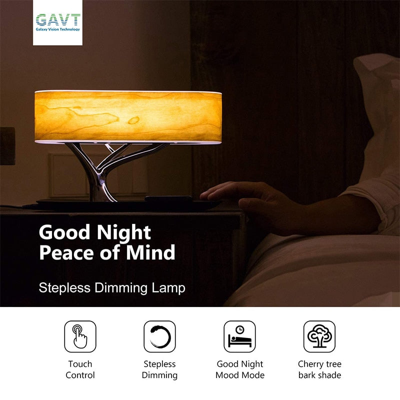 Modern Led Table Lamp for Bedroom Dimmable Bluetooth Speaker Phone Charger Wireless Desk Lamp Bedside Lamp Table Light Tree Lamp