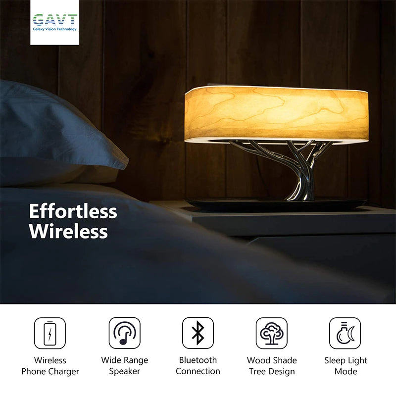 Modern Led Table Lamp for Bedroom Dimmable Bluetooth Speaker Phone Charger Wireless Desk Lamp Bedside Lamp Table Light Tree Lamp