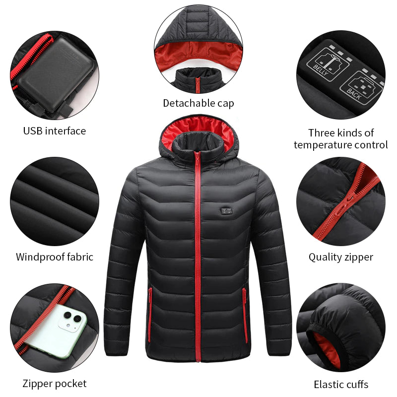 Electric Heated Jacket Winter Warm Self Heating Vest USB Charging Men Heating Jacket Waterproof Outdoor Sports Women Heated Vest