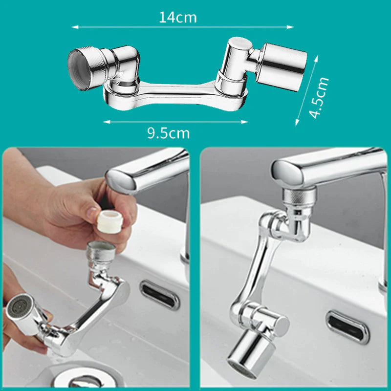 1080° Universal Rotation Faucet Sprayer Head Dual Effluent Washbasin Kitchen Robot Arm Extension Faucets Aerator Bubbler Nozzle