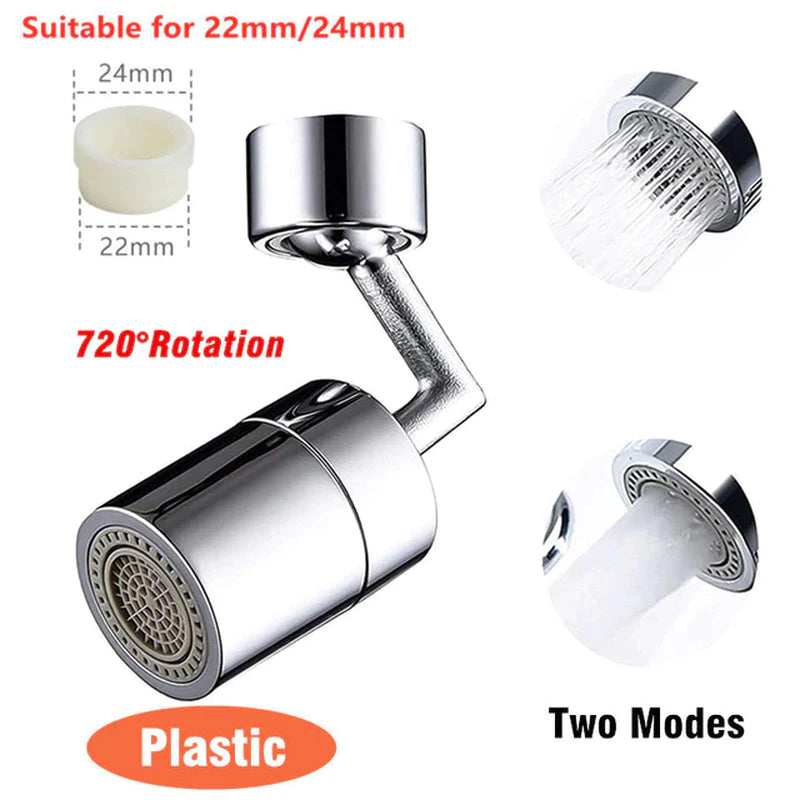 1080° Universal Rotation Faucet Sprayer Head Dual Effluent Washbasin Kitchen Robot Arm Extension Faucets Aerator Bubbler Nozzle