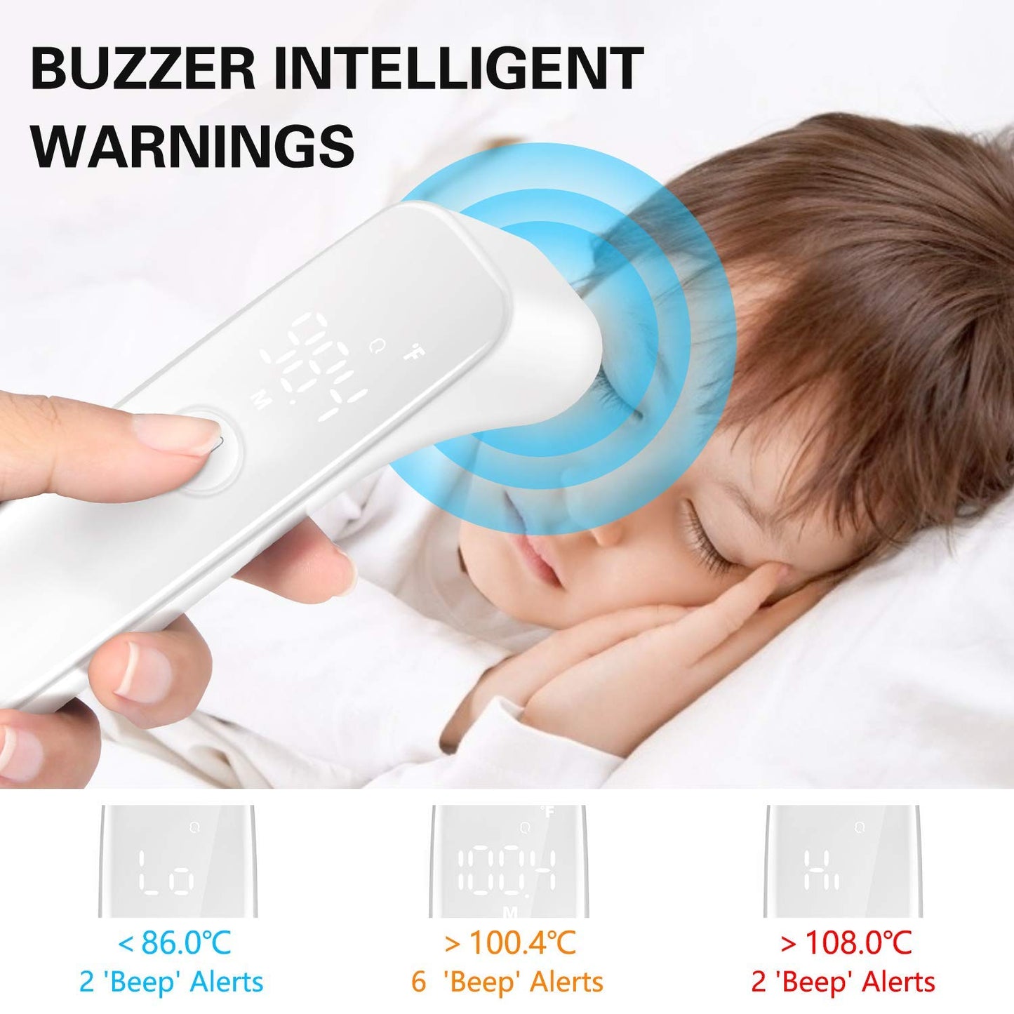 Infrared Thermometer for Adults,  Digital Touchless Forehead Thermometer for Fever, Baby Thermometer with Fever Indicator,°C/°F Switchable